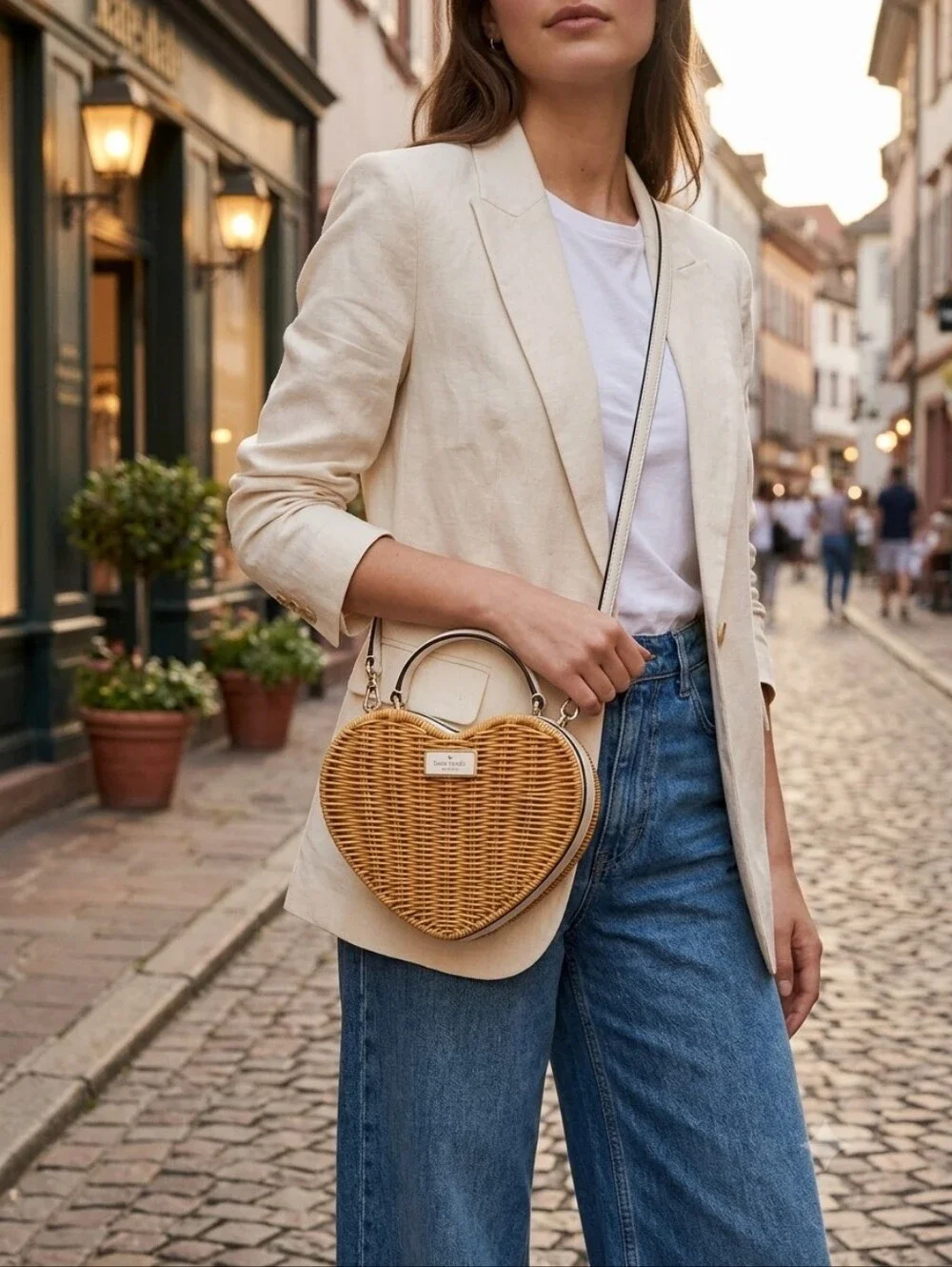 Kate Spade Heart Wicker Bag